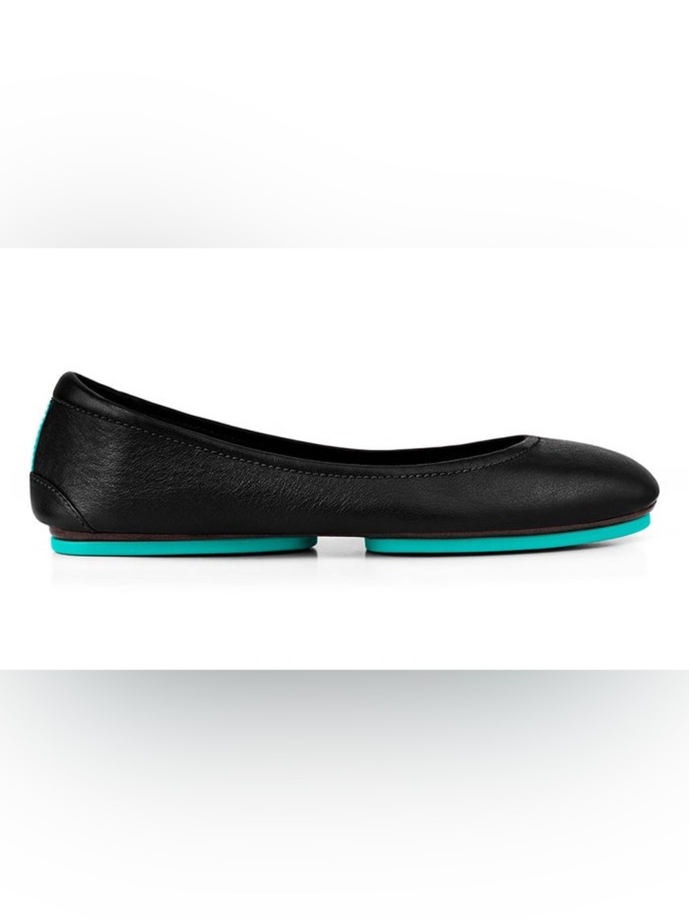 Tieks Matte Black Foldable Leather Ballet Flats Womens Shoes Blue Bottoms 10